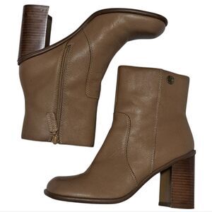 Vintage Tommy Hilfiger Y2K Square Toe Leather Chunky Ankle Boots Size 7.5 Tan